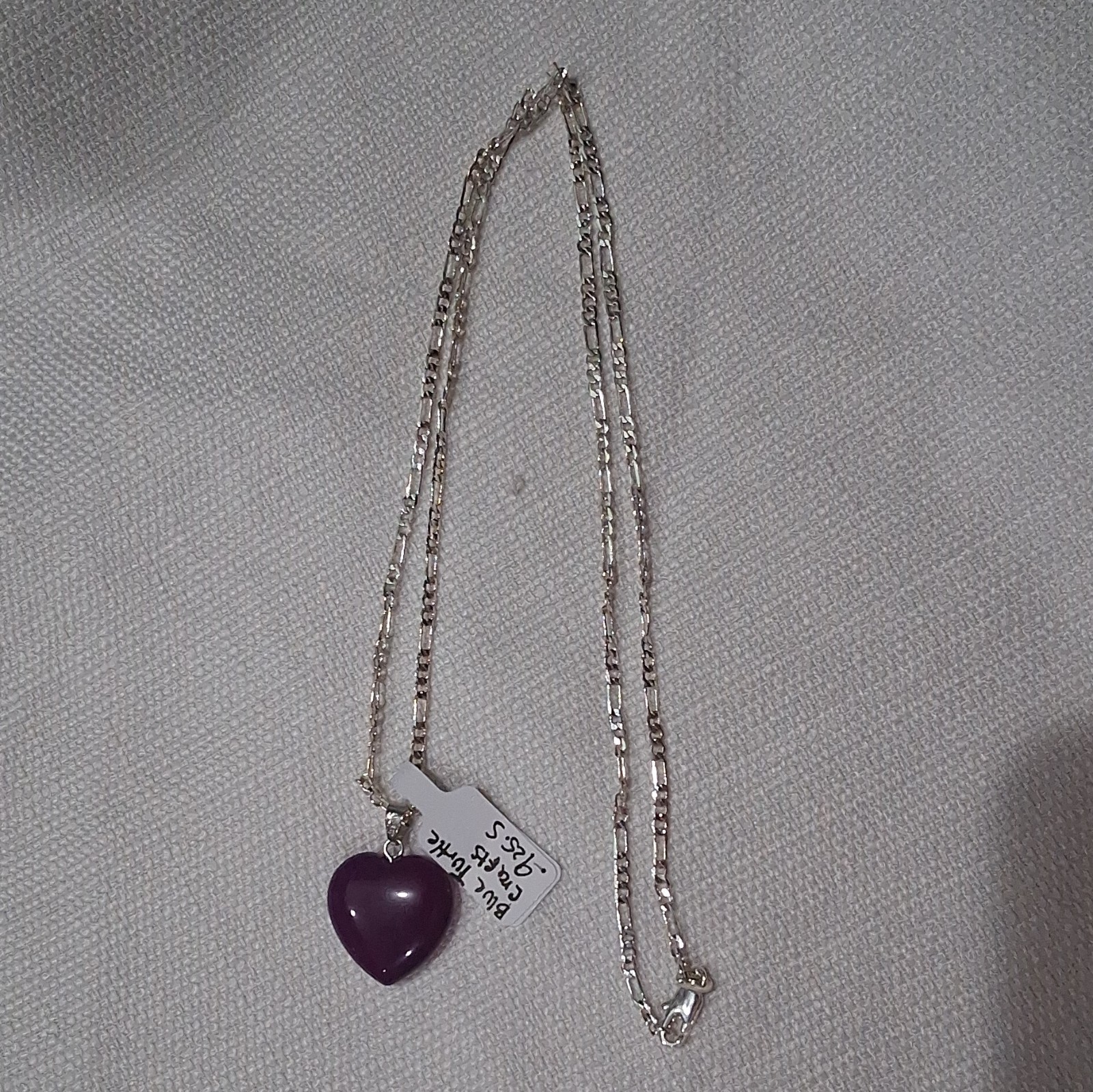 Silver 925 Ley Chain Necklace Purple Heart Blue Turtle Craftc 925 Silver
