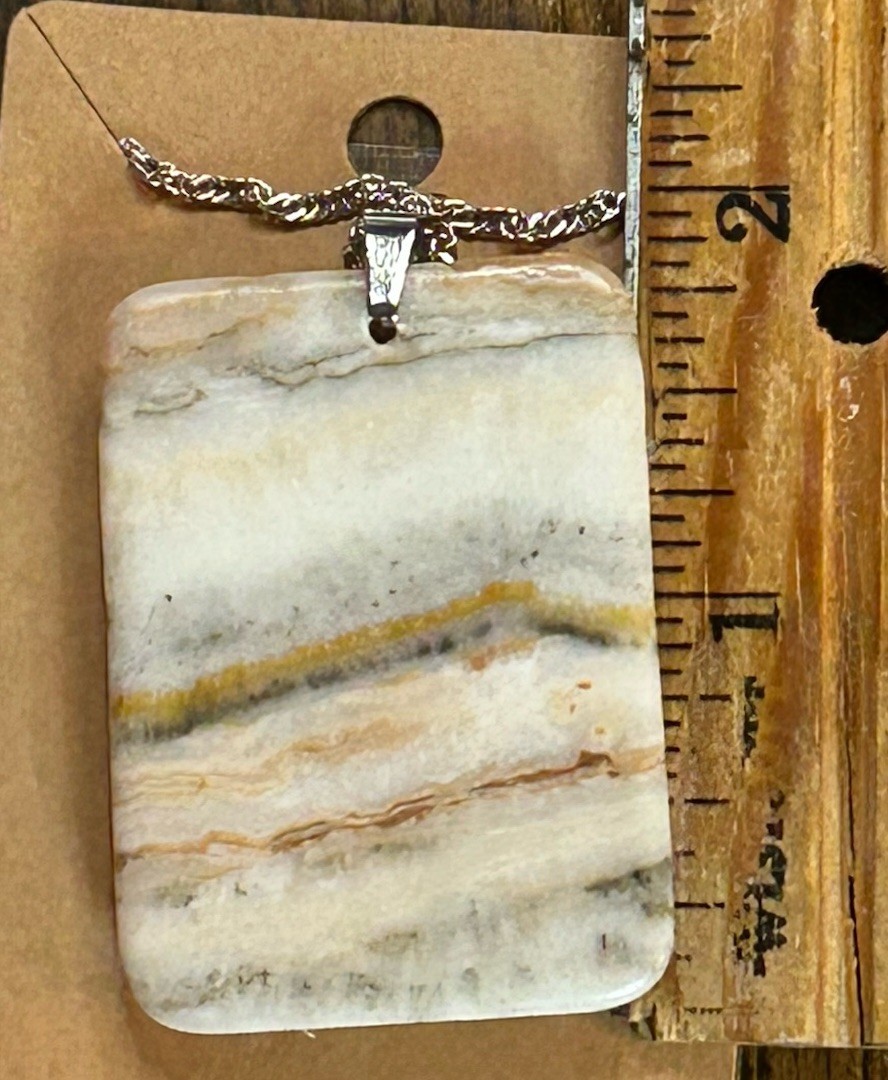 E920 Oblong Grain Stone Pendant Bead 47*34*7mm Necklace