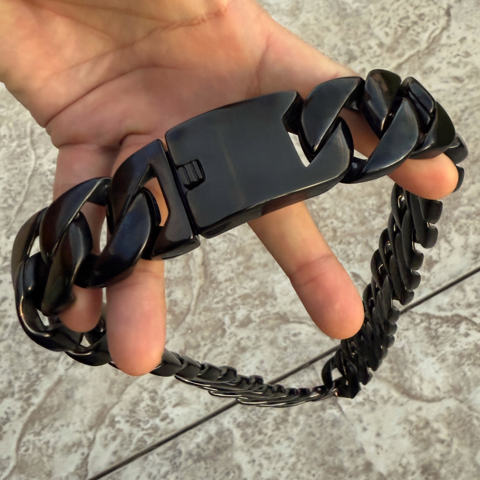 Men’s Huge Black Chain Cuban Link Stainless Steel Necklace 30MM Thick 24″-28″