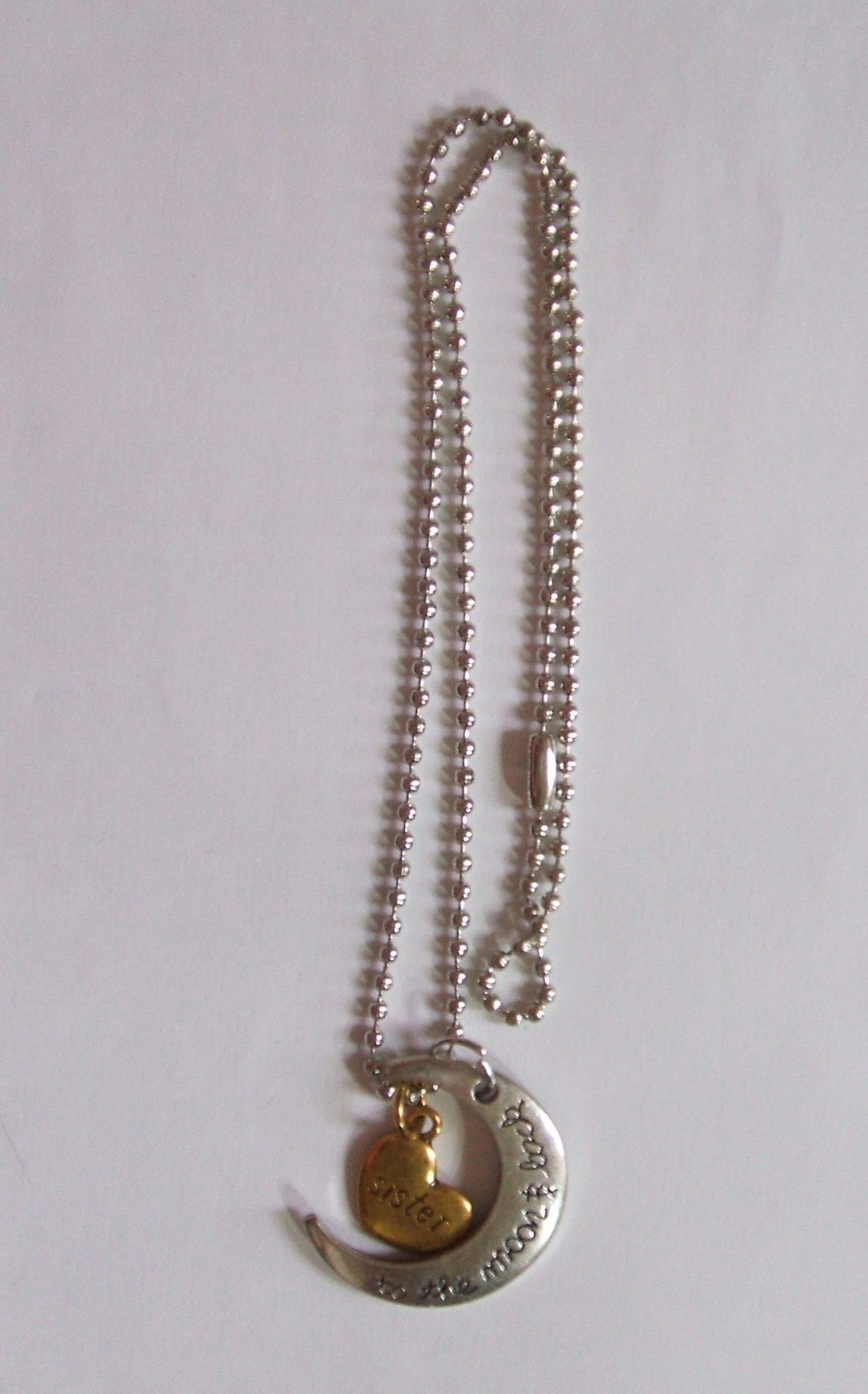 PENDANT Tibetian Silver SISTER MOON & BACK, HEART & CRES MOON 18″ chain (MBP10)