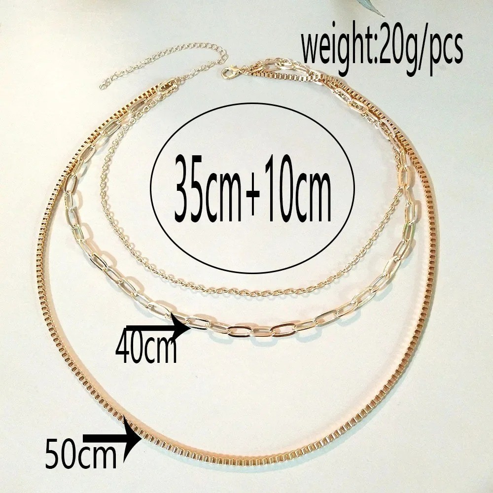 3pcs Womens Necklace 18K Gold Plated Stainless Steel Chain Woman Fashion Jewelry