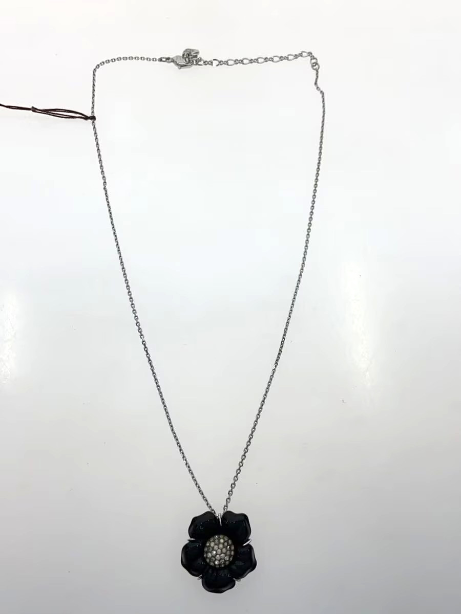 Swarovski Black Flower Crystal Pendant Necklace Silver tone woman 46cm / 18.1in