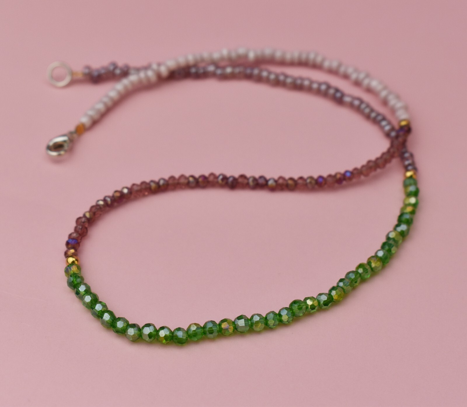 Multi bead necklace handmade, multicolor seed bead choker