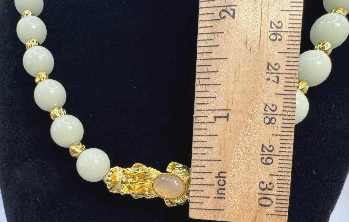Luminous Agate Pixiu Beaded Necklace for Luck Healing Wealth Gift 18-20 inches