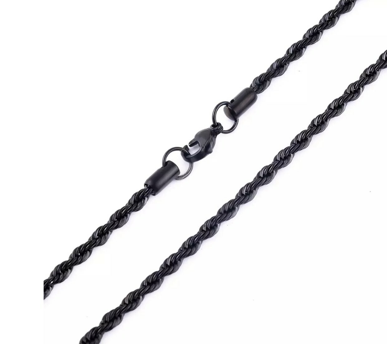 Black Stainless Steel 20 Inch 2.2 mm Rope Chain