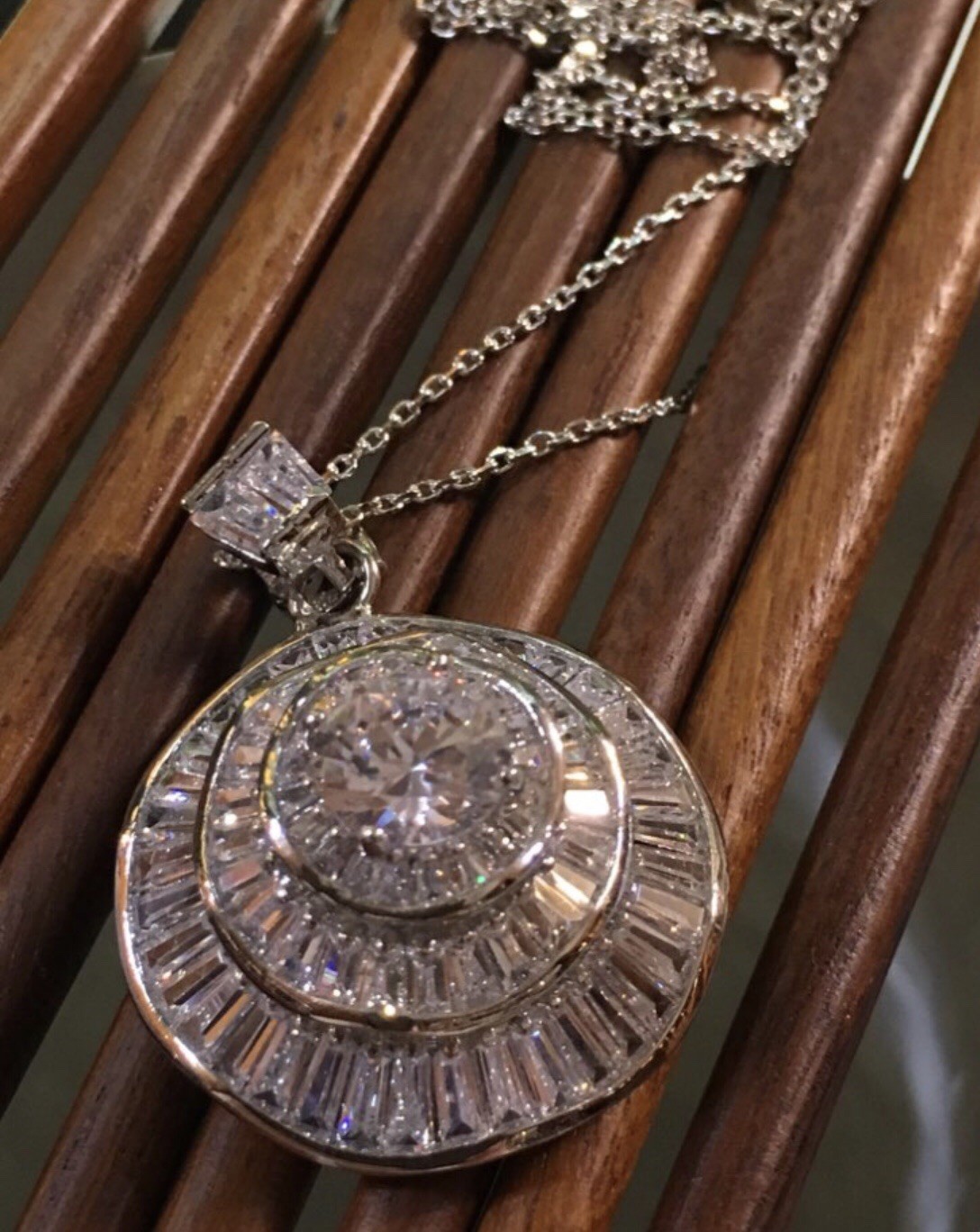18k White Gold Filled Pendant Necklace made w Swarovski Crystal Solitaire Stone
