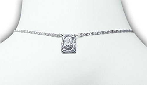 Stainless Steel Scapular Necklace with Sacred Heart & Our Lady Icons – 14 Inch C