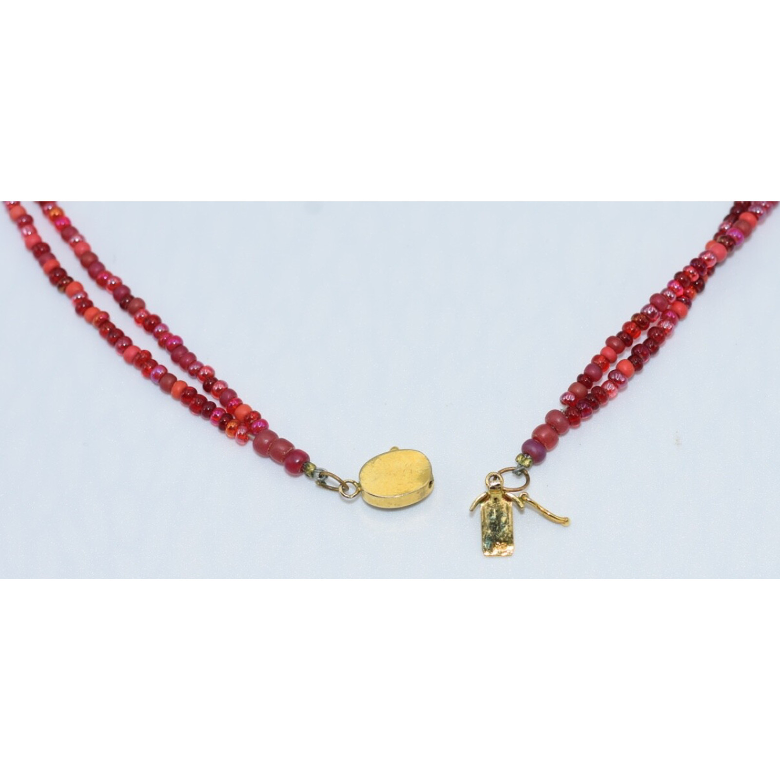 Bohemian Boho Hand Crafted Venetian Trade Bead Statement Necklace Lock Clasp