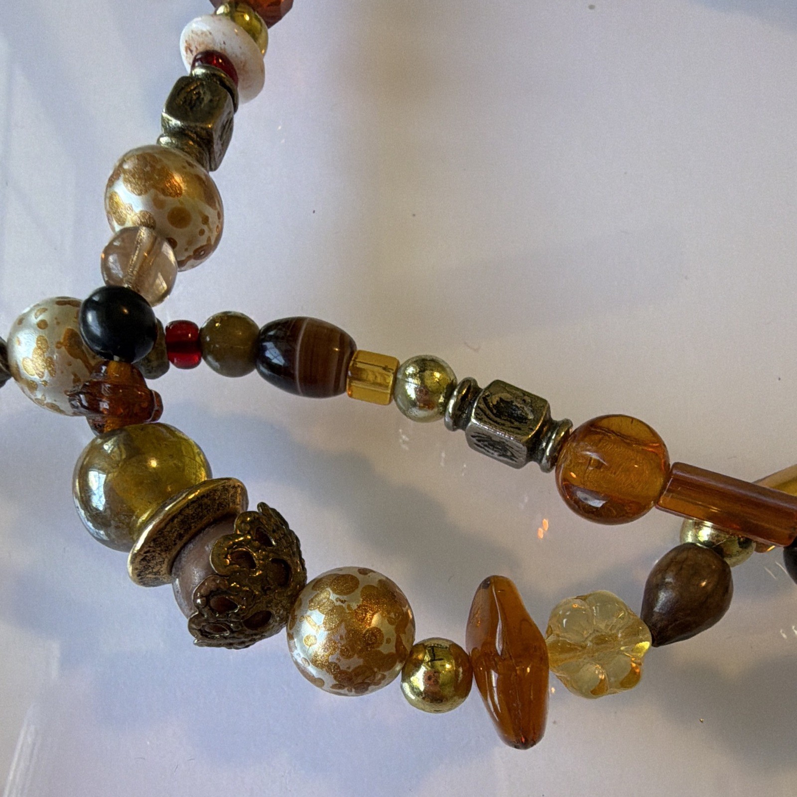 Amber color Glass Beaded Necklace Beads Ball/Beaded Style