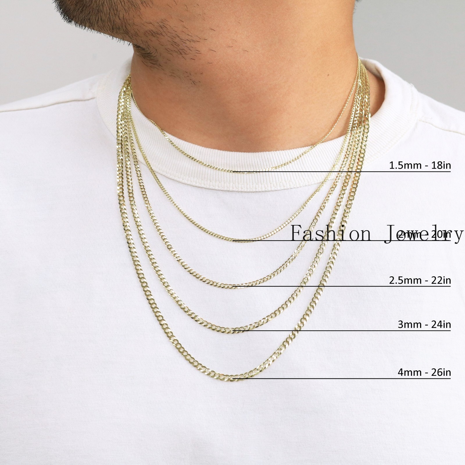 10K Yellow Gold Solid 2mm-12.5mm Cuban Curb Chain Link Pendant Necklace 16″- 30″