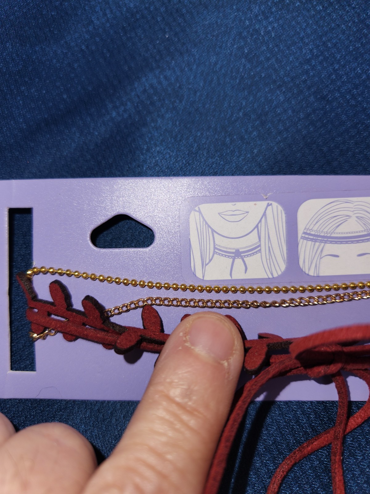 Claires Adjustable 2 Layer Faux Leather Dark Red Chokers Also Can Be Headband.