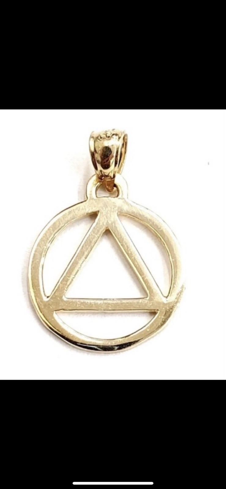 Gold Tone Round Triangle Symbol Pendant Charm Sobriety Theme No Stone