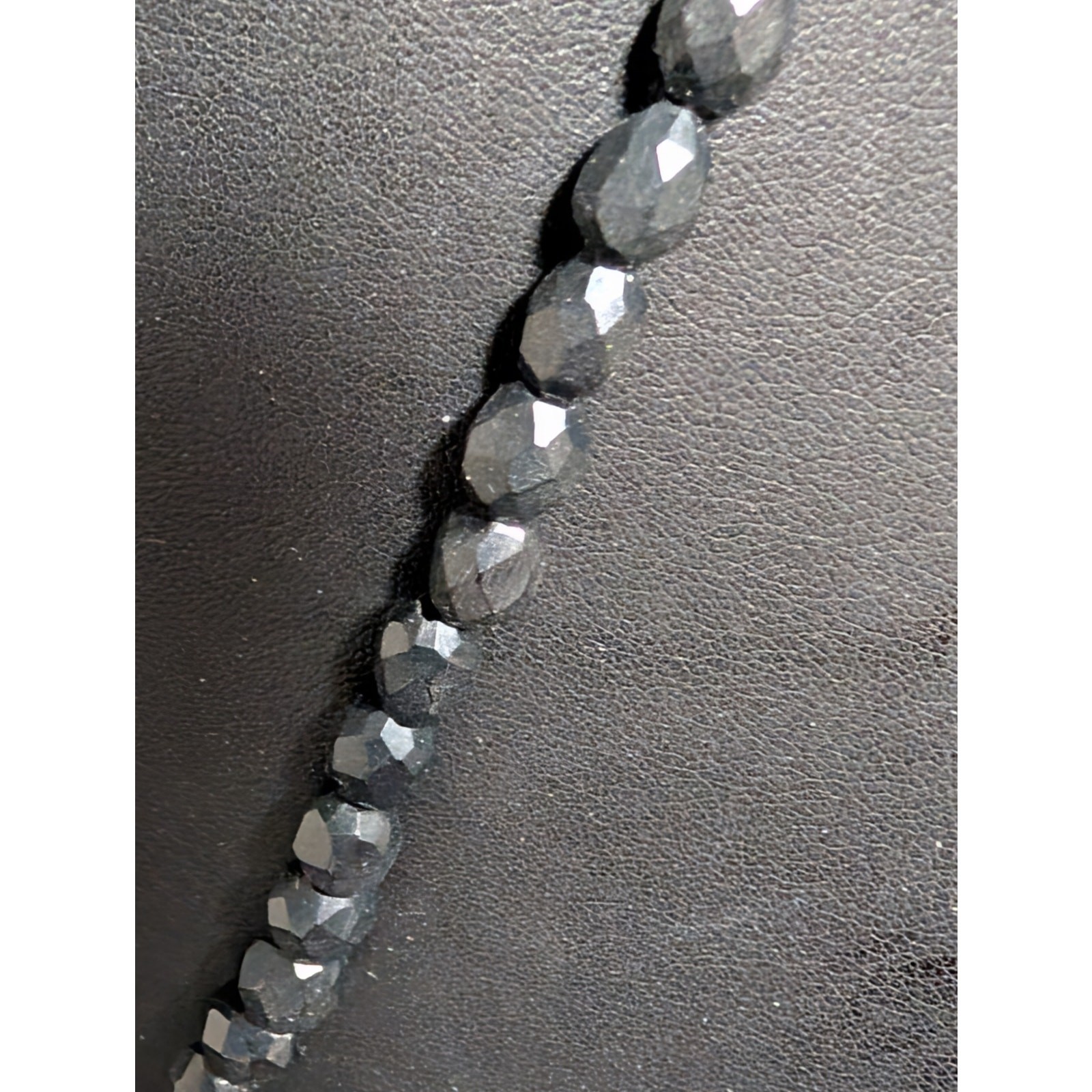 Necklace With Graduated Black Acrylic Beads & Gold Tone Lobster Claw Clasp