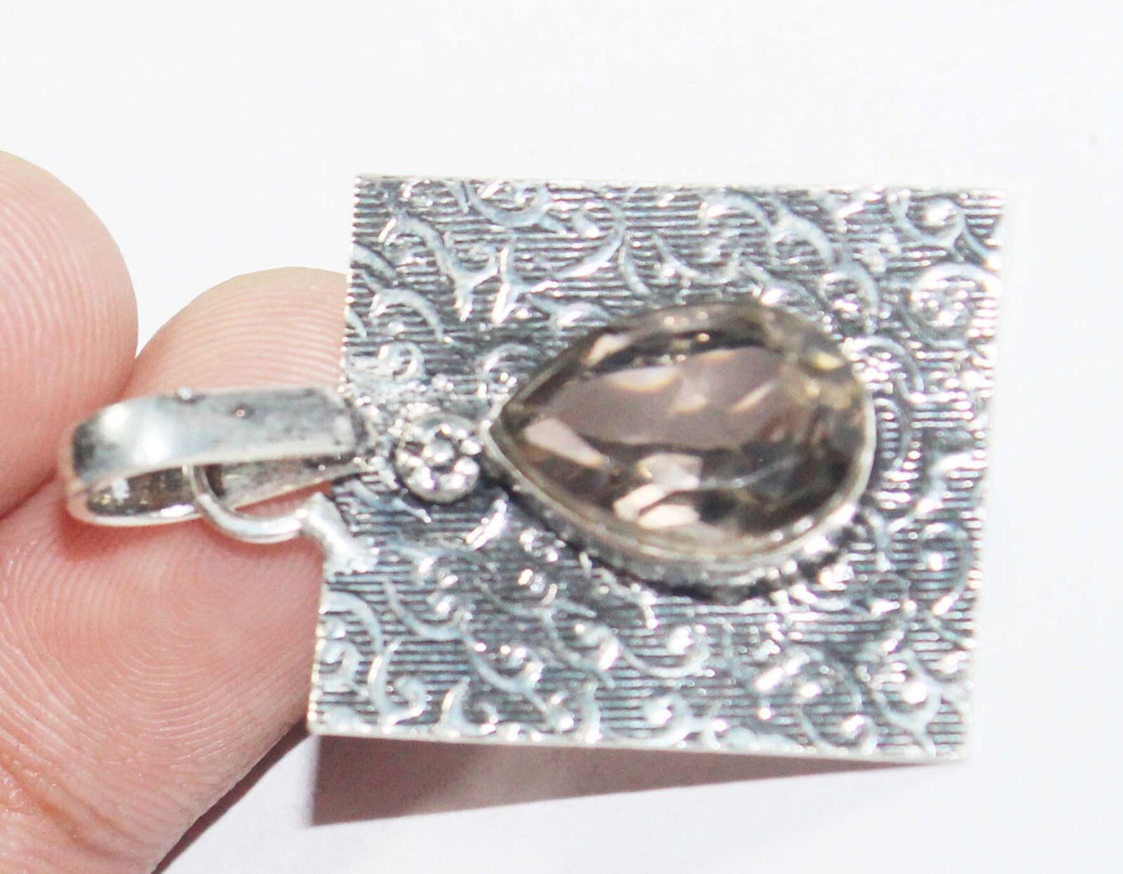 Hydro Smokey Pear Shape Gemstone Handmade Pendent Jewelry Pendant Size 1.5 Inch