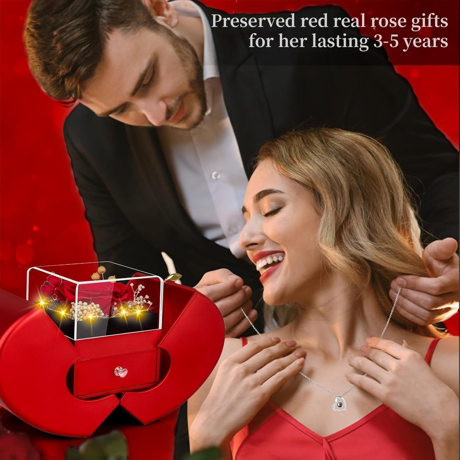 I Love You Necklace with Preserved Rose – Timeless Gift for Special Occasions