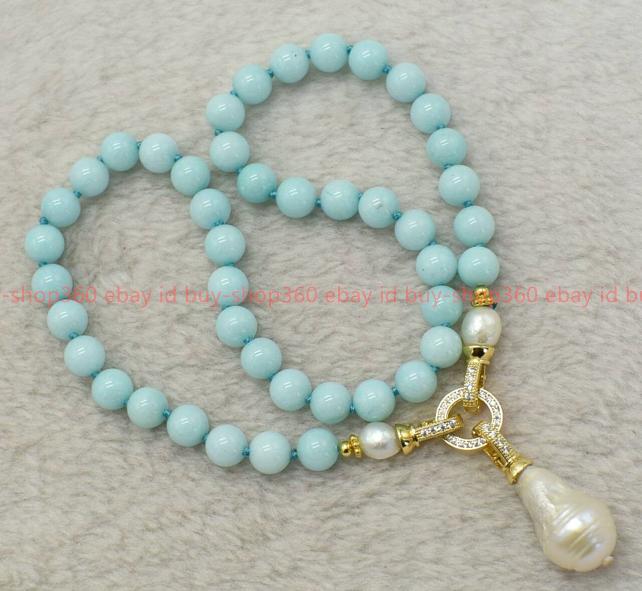 Natural 6/8/10/12mm Green Amazonite White Baroque Pearl Pendant Necklace 16-28in