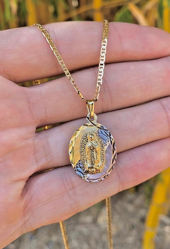 Virgem De Guadalupe Mariner Chain 24″ Necklace 14K Gol Filled Gifts Mens