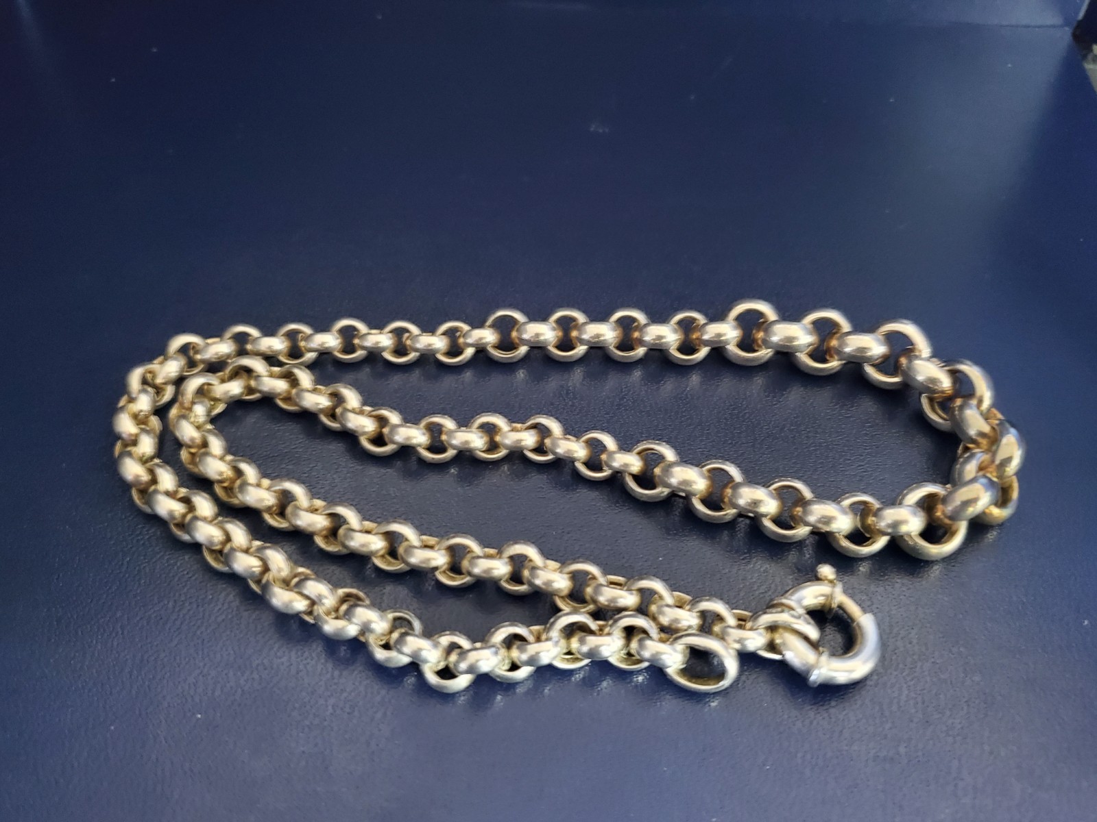 Vintage Rolo Chain 22 INCH Necklace Real Solid 925 Italy,b