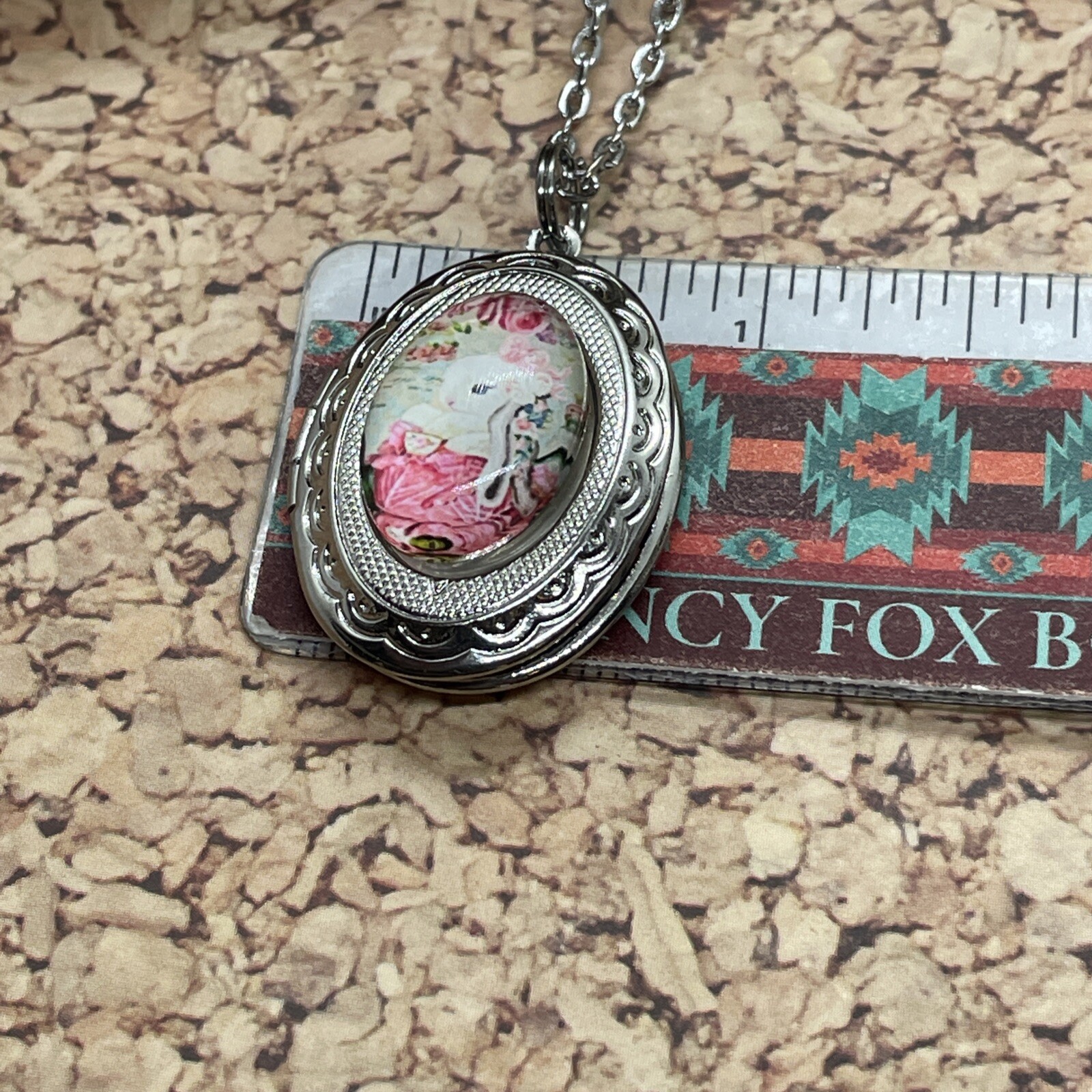 BUNNY RABBIT Locket Necklace JEWELRY Pendant PHOTO Silver Hot Pink Photo GIFT