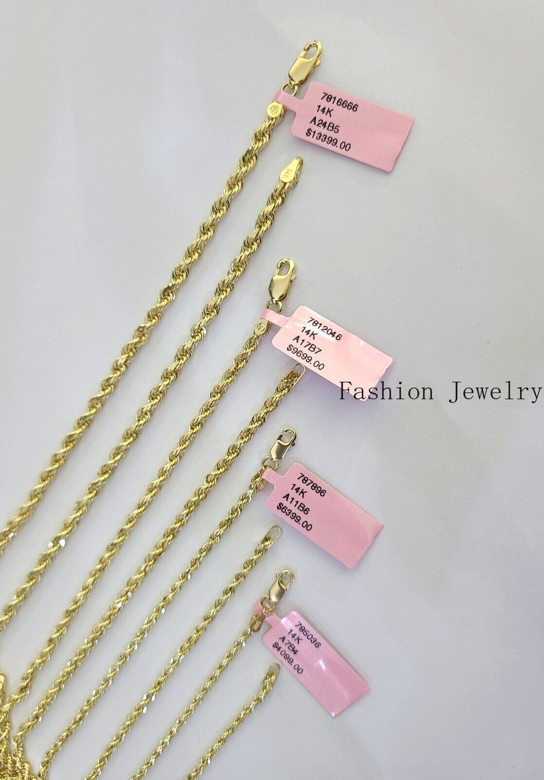 Real 14k Gold Rope Chain Necklace 2mm 2.5mm 3mm 4mm Yellow 14kt Men Women