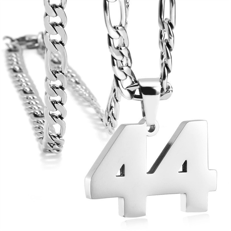 #00-#99 SPORTS FOOTBALL NUMBER Pendant Charm / 24IN STAINLESS CHAIN NECKLACE