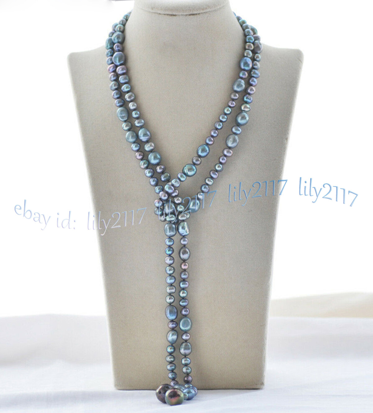 7-8mm 9-10mm Round Baroque Peacock Black Freshwater Keshi Pearl Necklace 50”