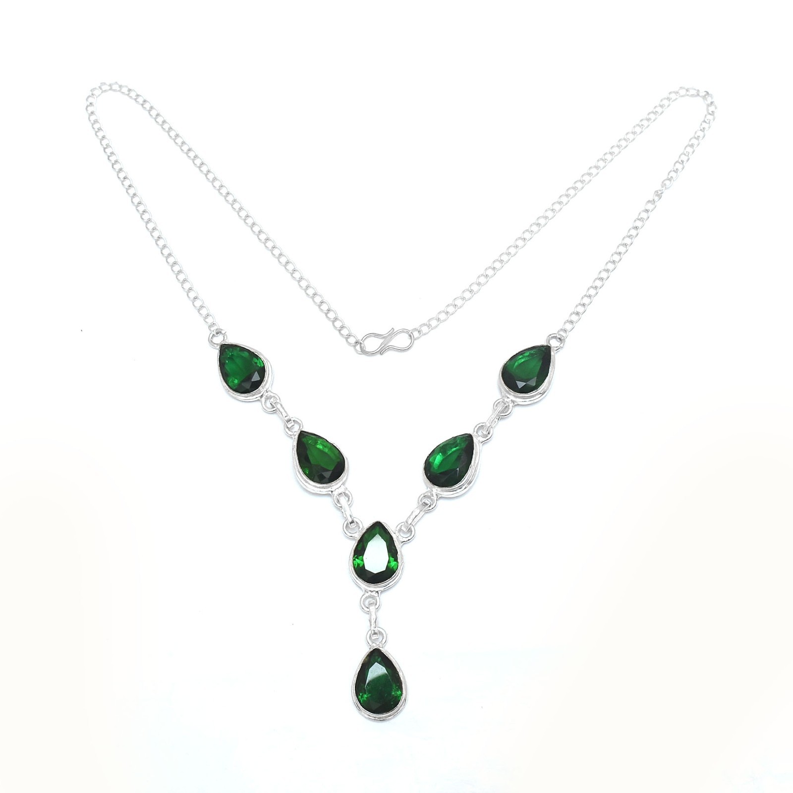 Lab-Created Emerald Gemstone Ethnic Handmade Necklace Jewelry 18 Gms N-1394