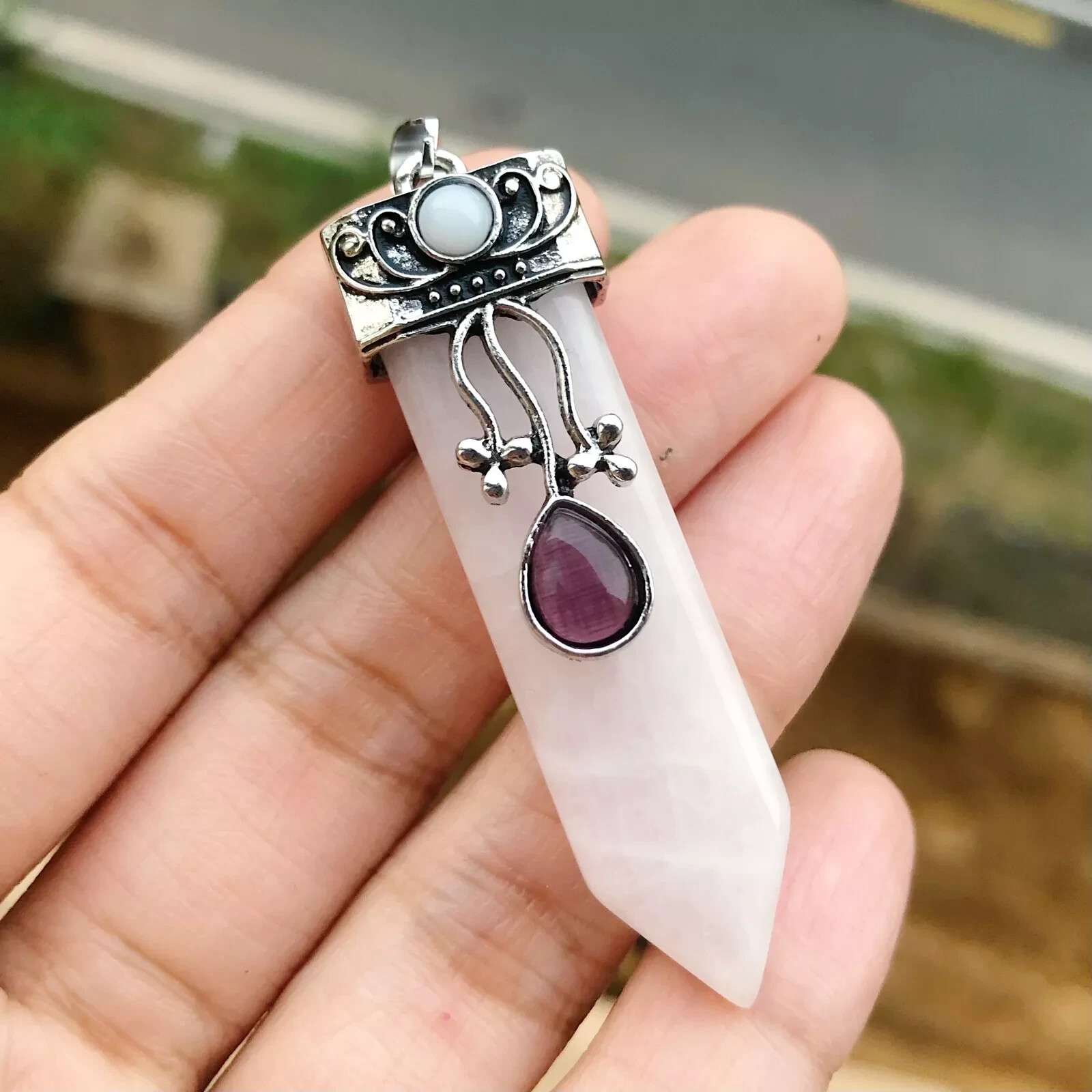 Beautiful Pink Rose Quartz & Tiger Eye Pendant/Pendulum! FREE SHIP IN THE USA!