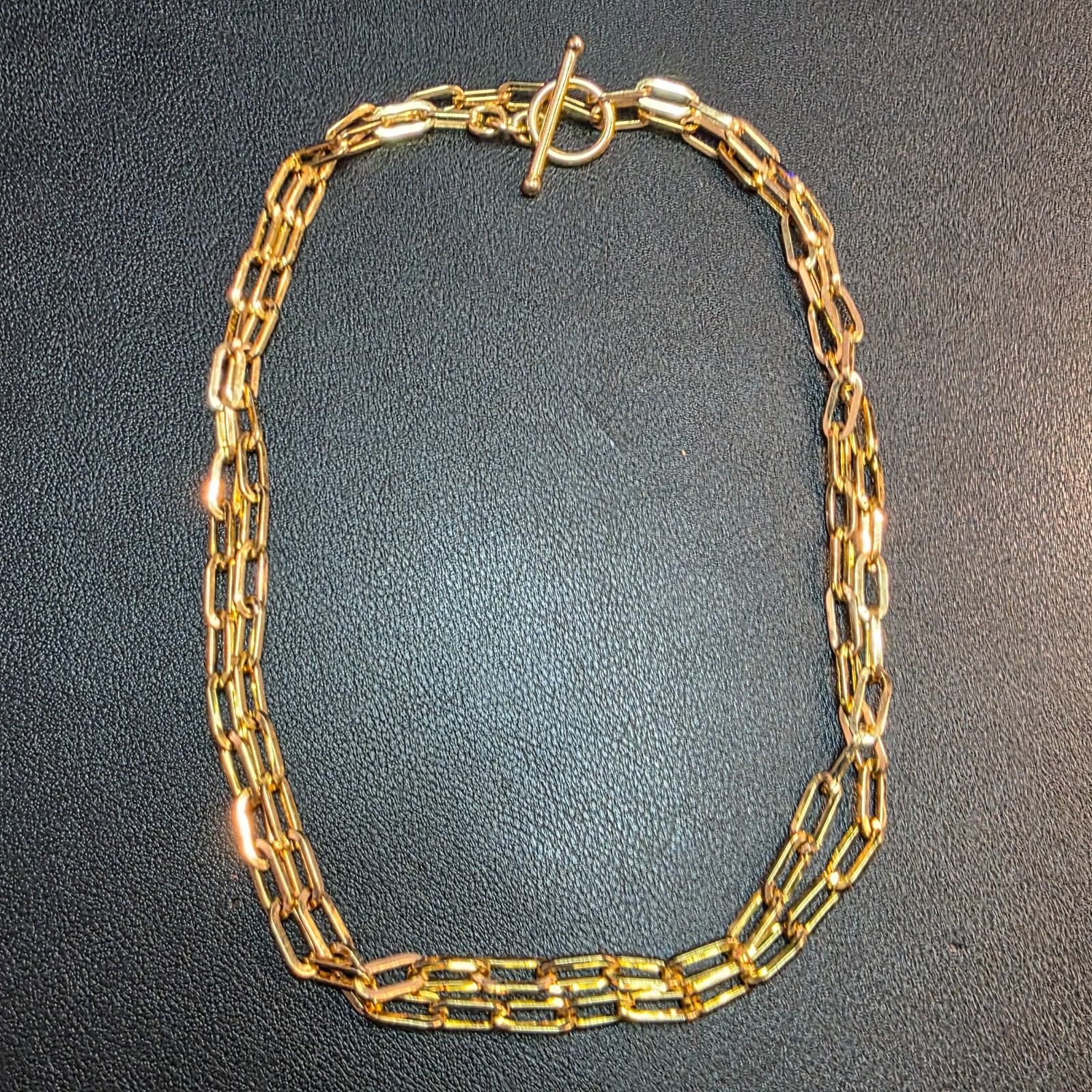 Paperclip Layering Necklace Gold Plated Chain Oval Elongated Link 18″-20″