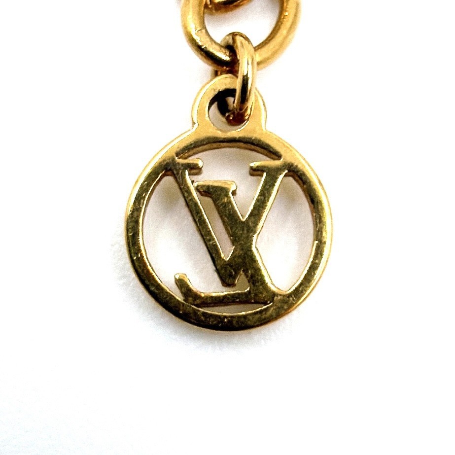 Louis Vuitton M00368 Collier Petit Louis Necklace Logo Crystal Gold Tone Italy
