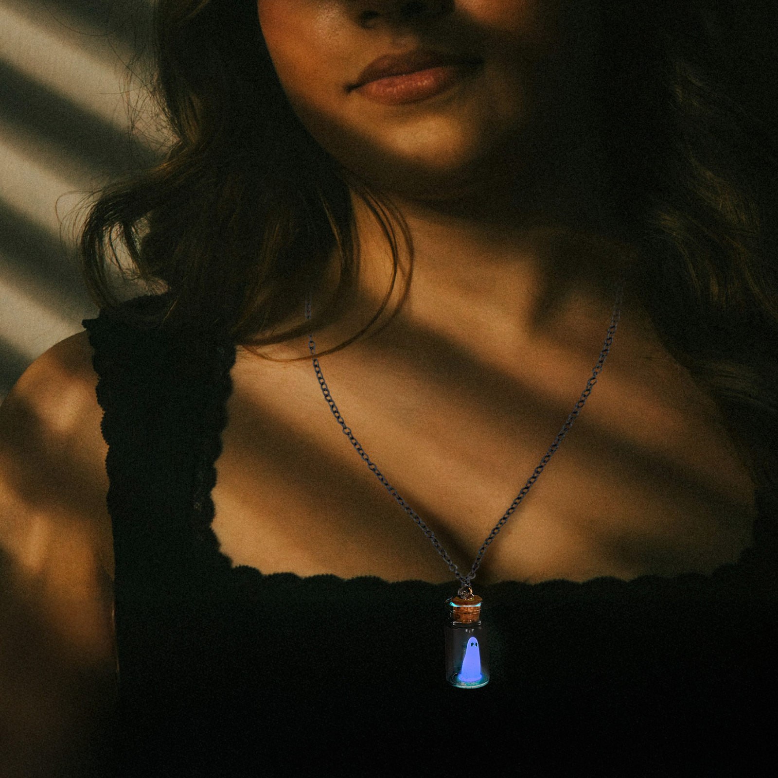 AlterImage Ghost In A Bottle Necklace Glow In The Dark Pendant Purple Includes