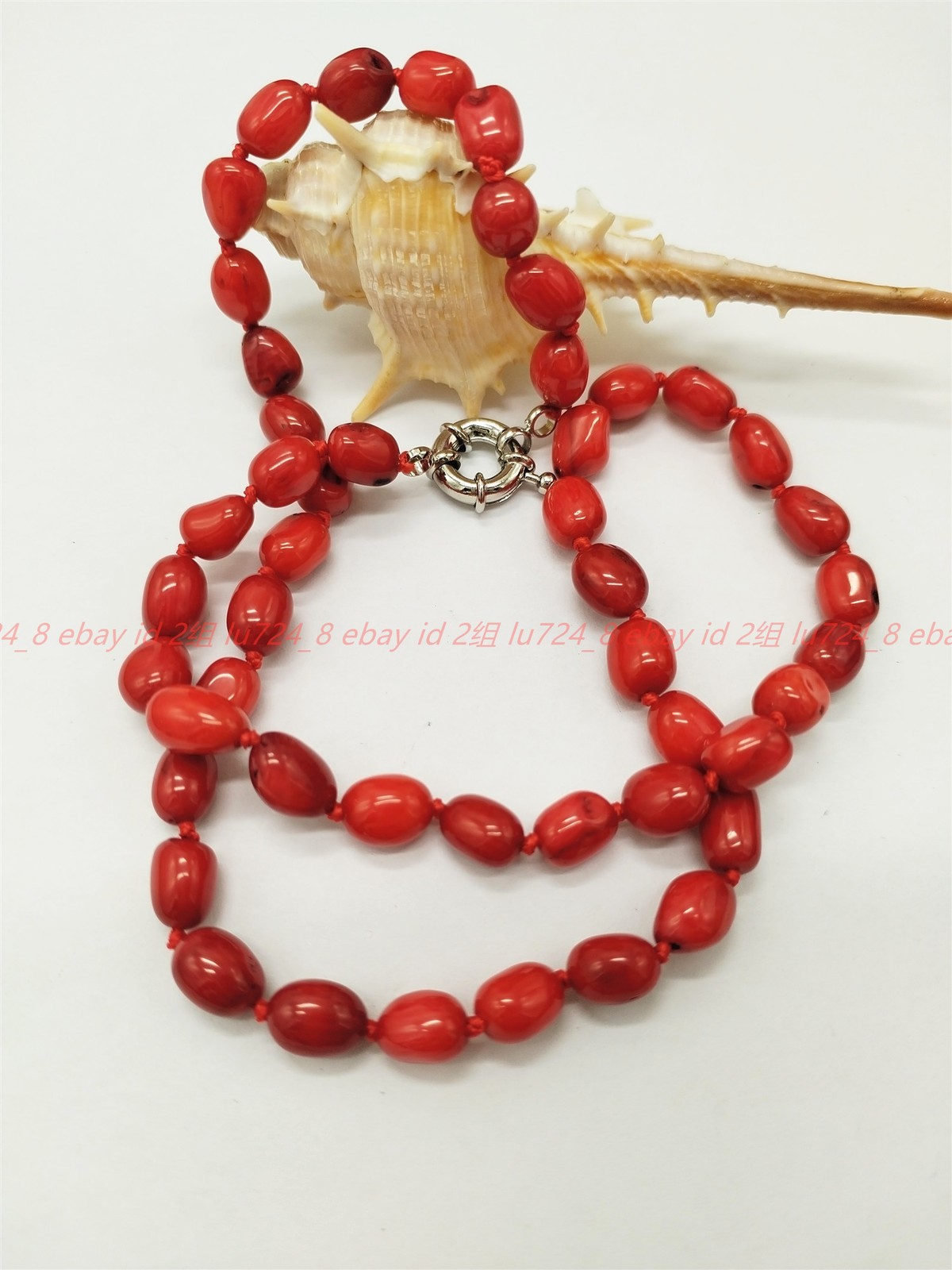 New Pretty Natural 8-12mm Red Coral Gemstone Oval Bead Necklace 16-36in