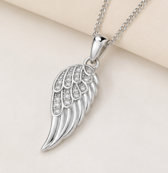 2.20Ct Round Cut Moissanite Women’s Custom Feather Pendant 14K White Gold Plated