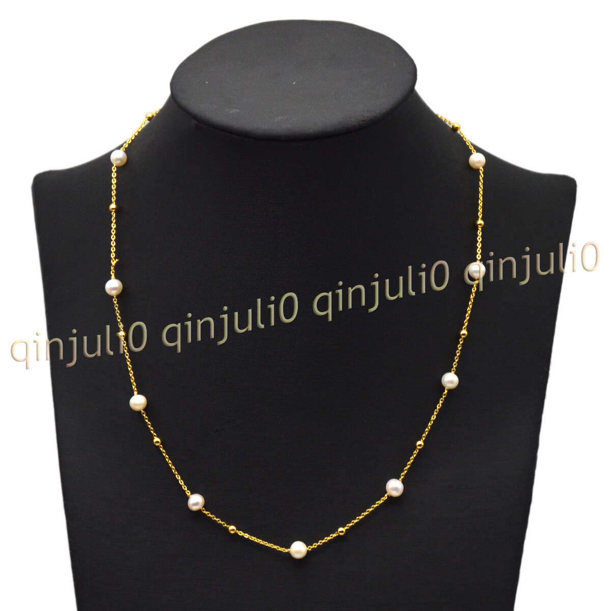 Real Natural 6-7mm White Freshwater Baroque Pearl Necklace Gold Chain 20/32”