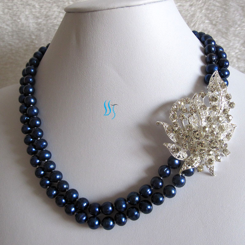 18-19″ 7-9mm 2Row Freshwater Pearl Necklace X2730 Jewelry——MORE COLORS