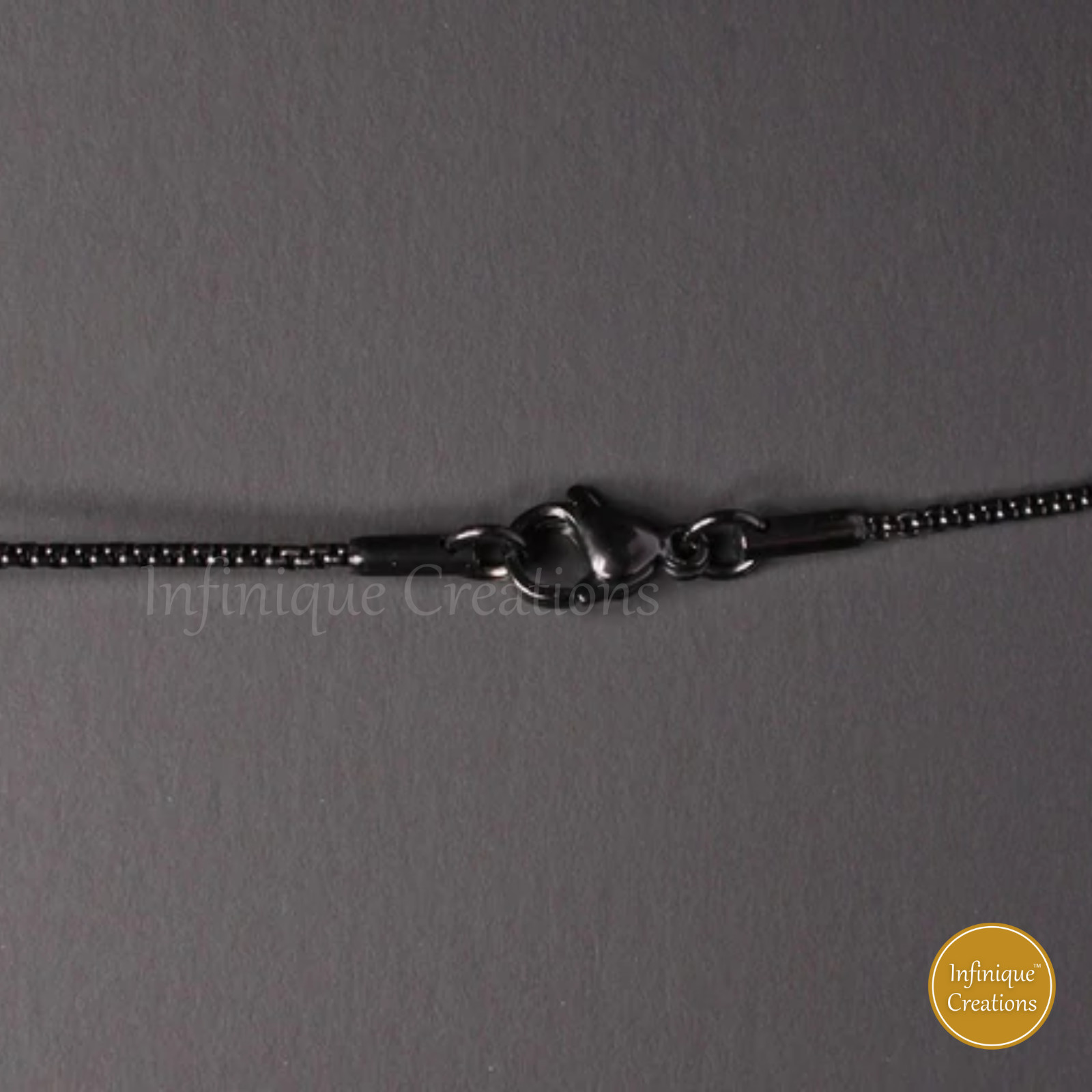 18k IP Black Plated Stainless Steel Round Box Chain Bracelet Necklace 7-38″