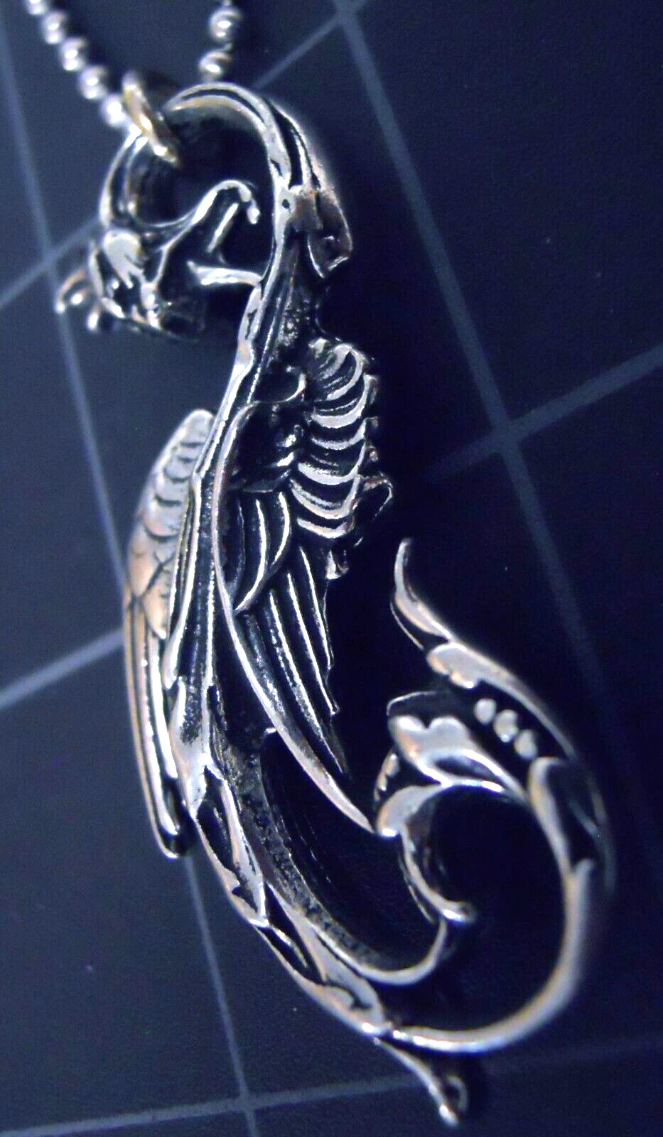 DRAGON OF THE MOON Pendant Stainless Ball Chain New Gothic Necklace