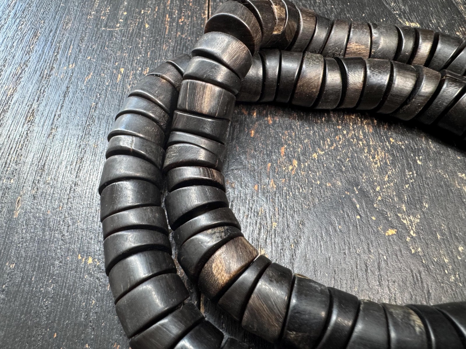Handmade 108 Bead Mala Necklace | Dark Prayer Beads | Tribal Himalayan Style 24″