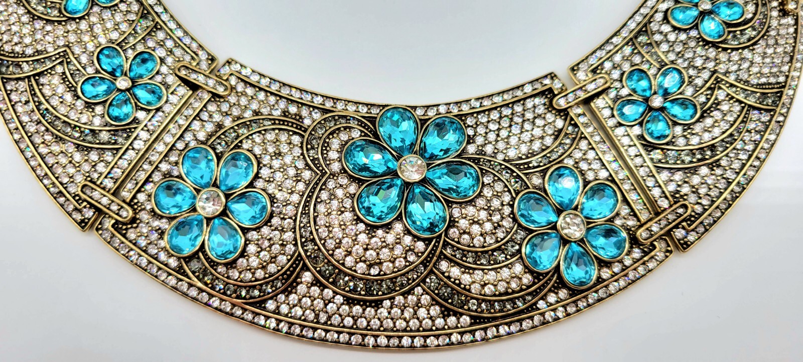 Heidi Daus ‘All That Glitters’ Crystal Floral Hinged Collar + Matching Earrings
