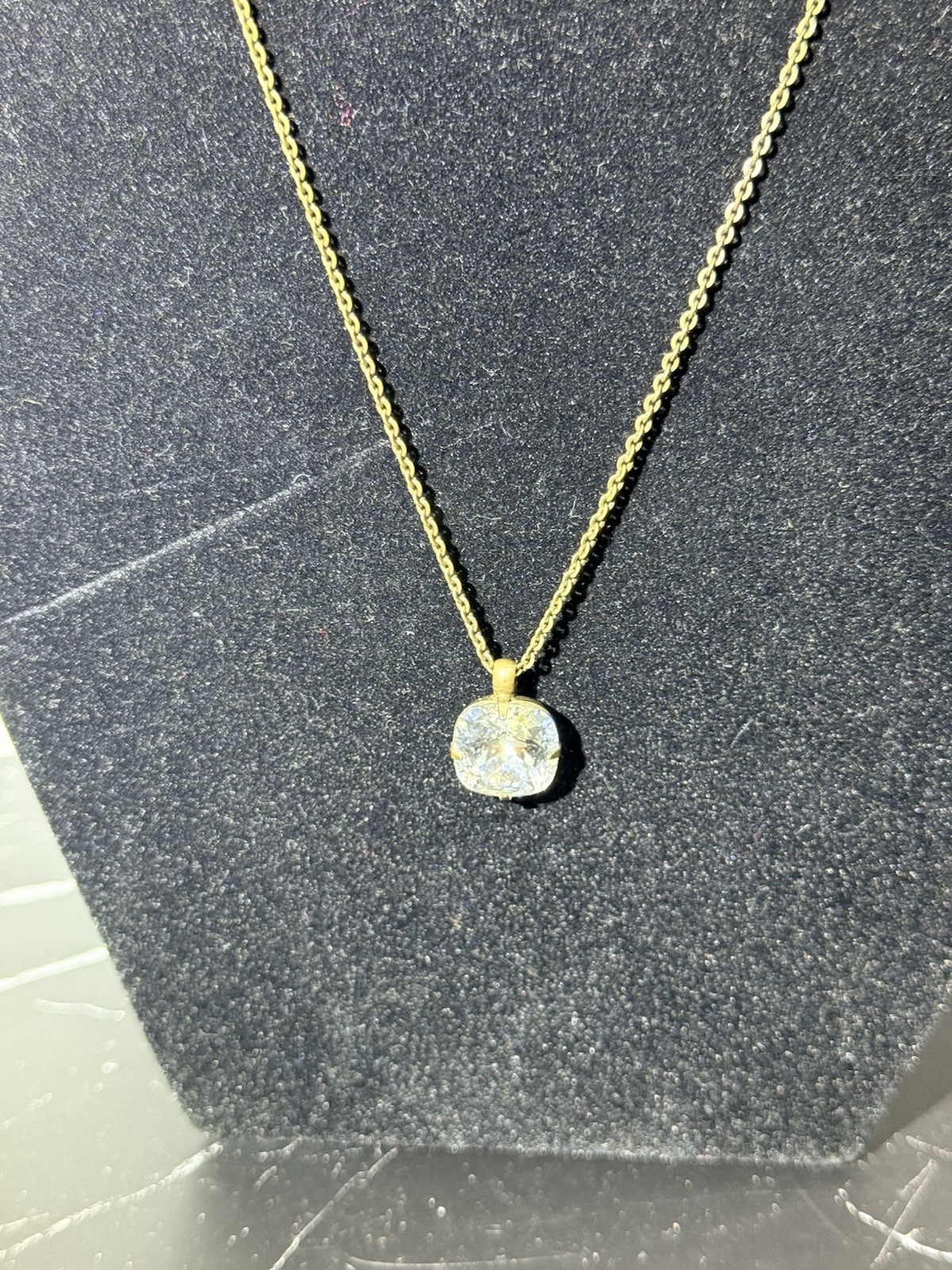Sorrelli Necklace Cushion-Cut Clear Crystal Pendant 12mm 16-20in Antique Gold