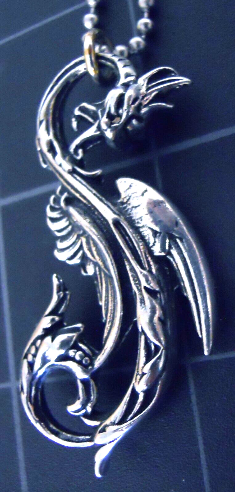 DRAGON OF THE MOON Pendant Stainless Ball Chain New Gothic Necklace