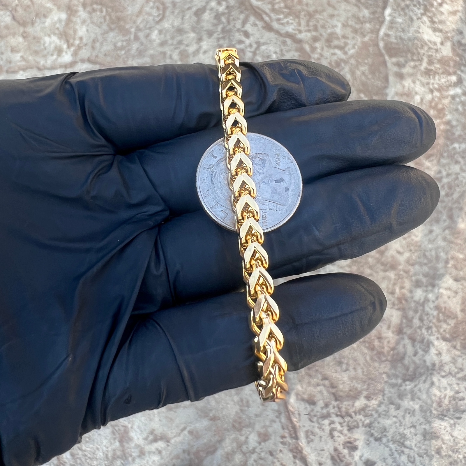 18K Gold Plated Stainless Steel Franco Chain Foxtail 20″-30″ Solid Necklace 5MM