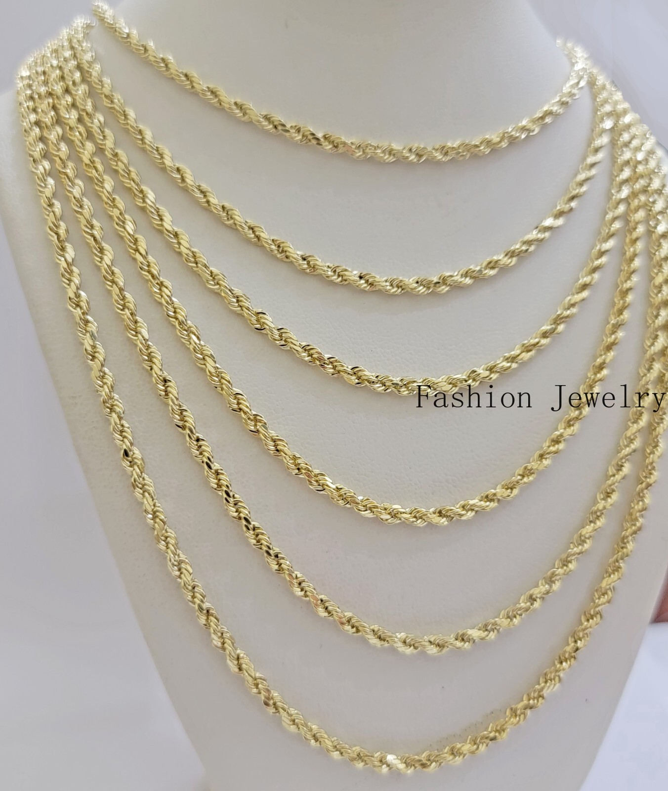 Real 14k Yellow Gold Rope chain necklace 2.5mm 3mm 4mm 5mm 18-26 Inch Men women.