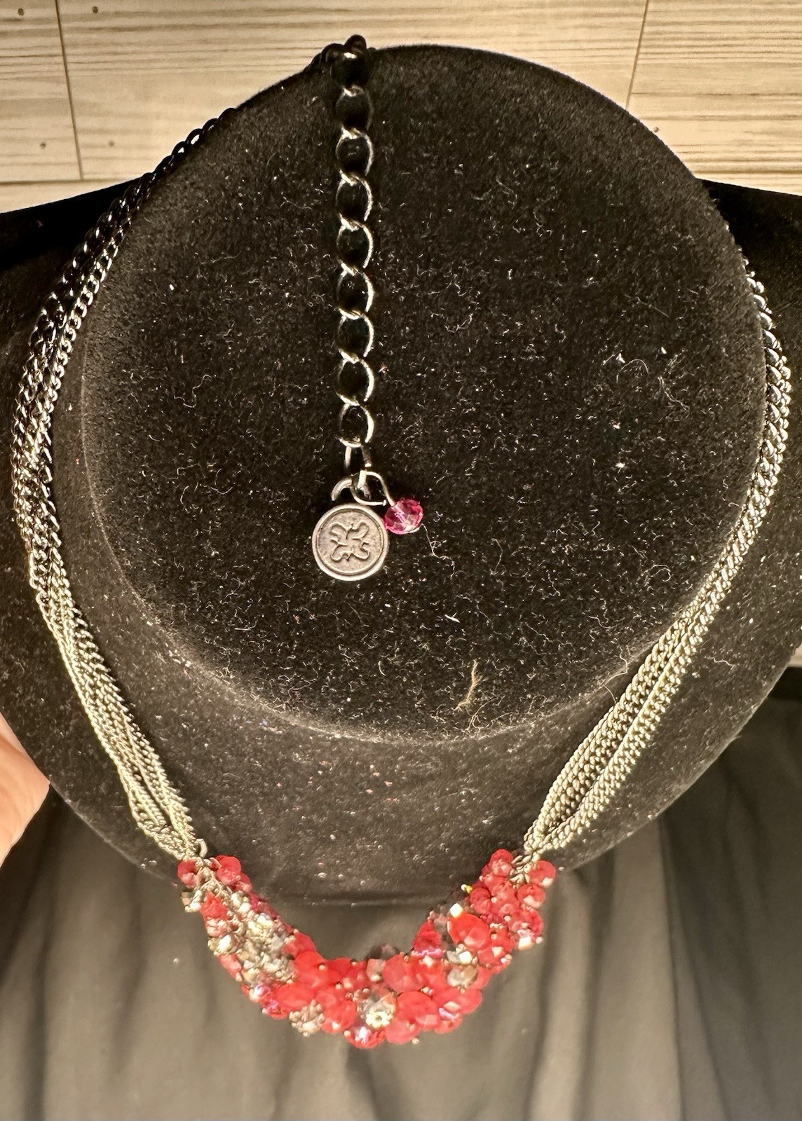 Simply Vera Wang Vintage Pink Rasberry Cluster Beaded Necklace