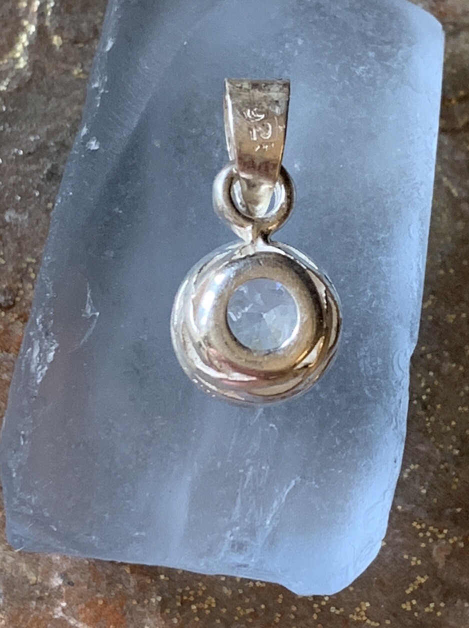 Sterling Silver 925 Round CZ Cubic Zirconia Engraved Pendant