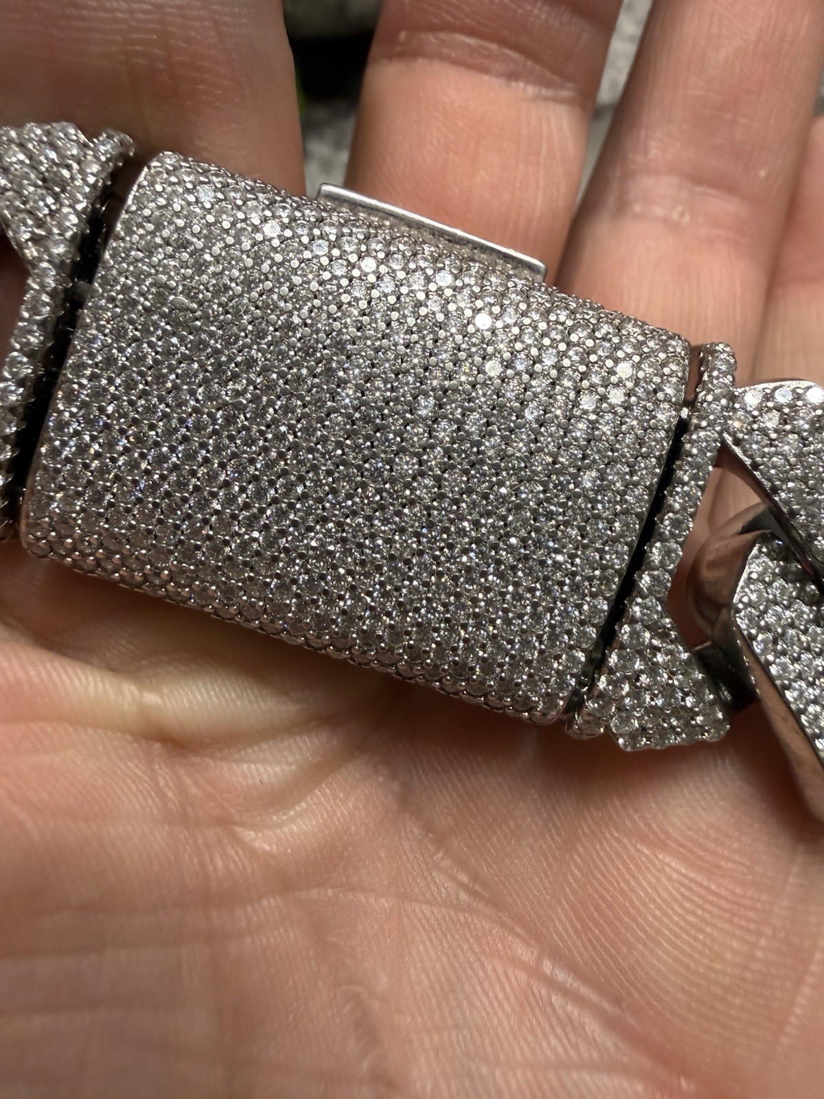 1.3 LB Sterling Silver Cuban Link Chain Necklace Pavé VS Moissenite w Bracelet