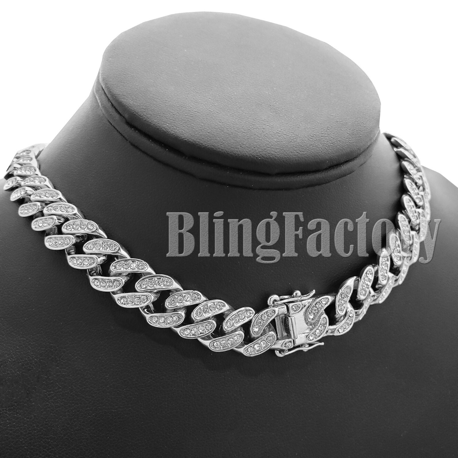 Icy Bulls Head Pendant & 13mm 16″ 18″ 20″ 24″ Iced Cuban Box Lock Chain Necklace
