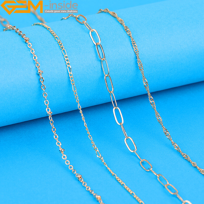 Women Cable Chains Brass Necklace Jewelry Making 39.3″ 14K Gold Filled Chain