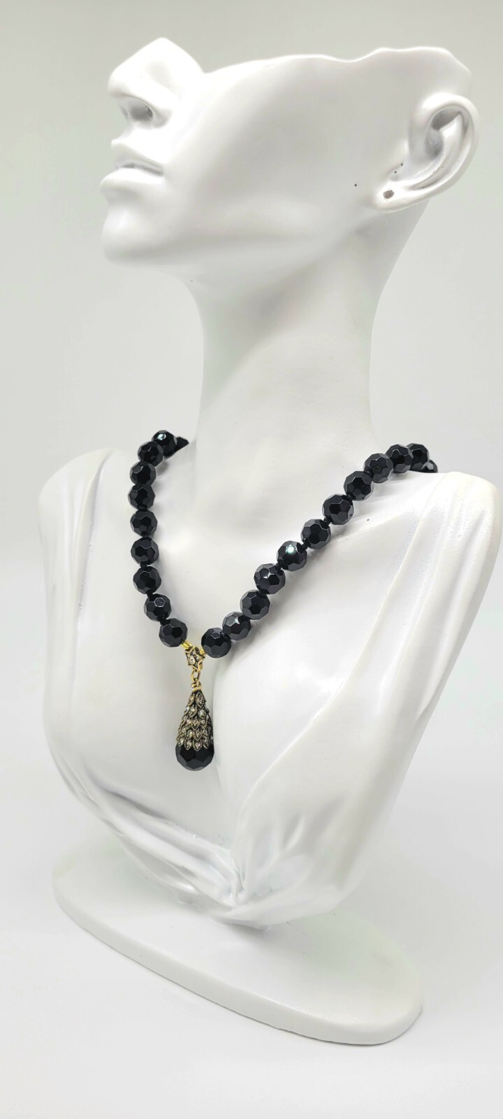 Heidi Daus Vintage Black Swarovski Crystal Christmas Tree Statement Necklace