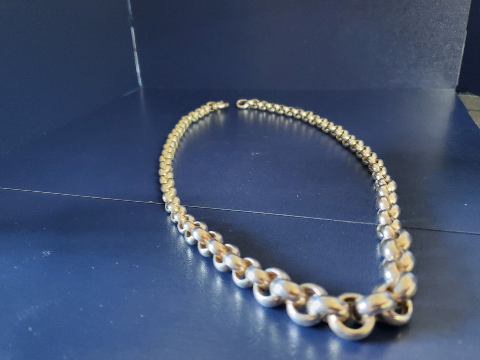 Vintage Rolo Chain 22 INCH Necklace Real Solid 925 Italy,b